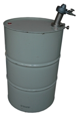 Bung agitator mounted to 55 gallon drum